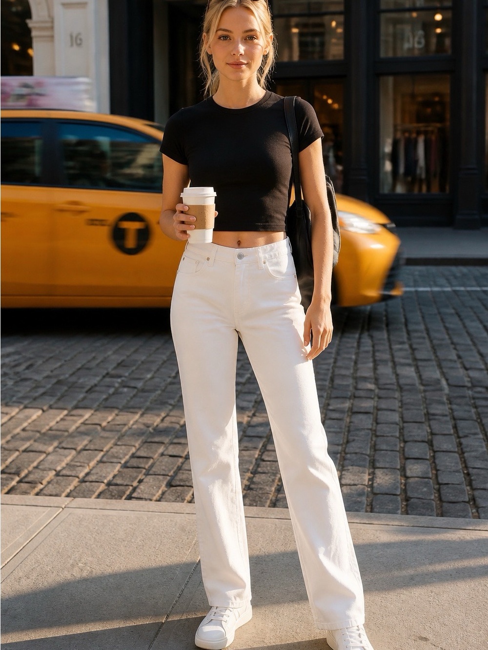 Classic White Straight-Leg Pants